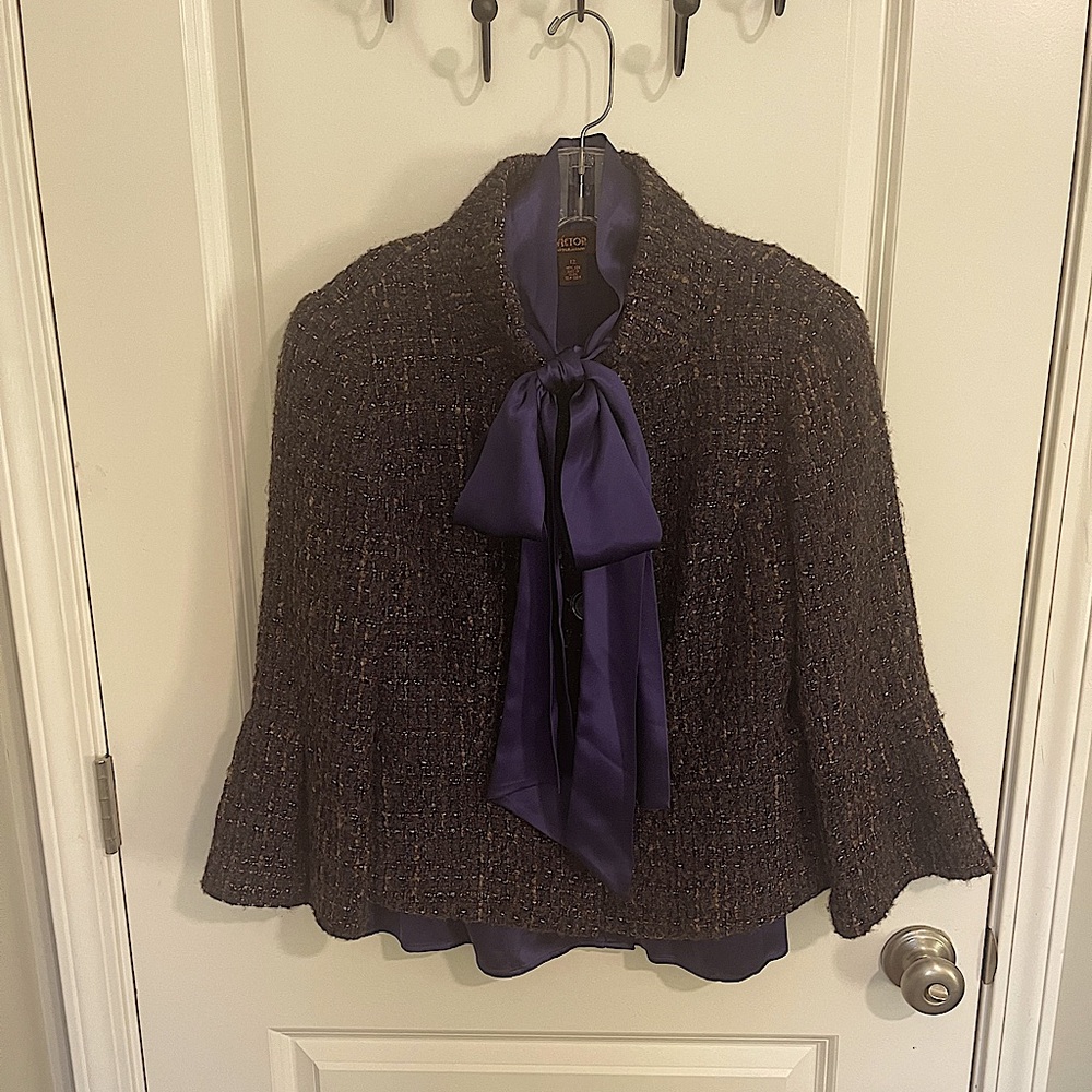 Victor Alfaro 3/4 Sleeve Silk Blouse, Tie Neck, Sz 12, $15 - Picture 6 of 7